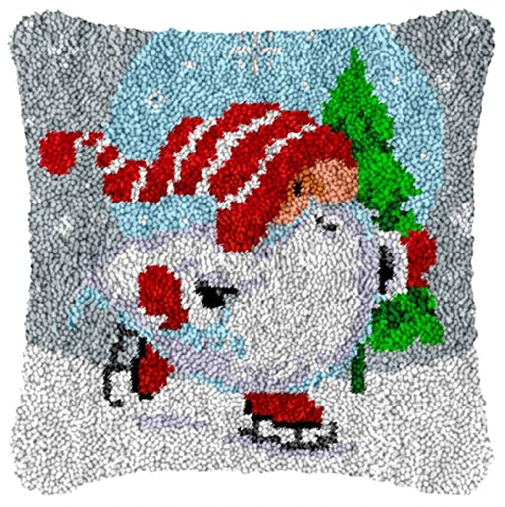 Winter Christmas Latch Hook Kits Smyrna Pillowcase Knot Pillow Package Animal Latch Hook Set For Needlework Embroidery Cushion