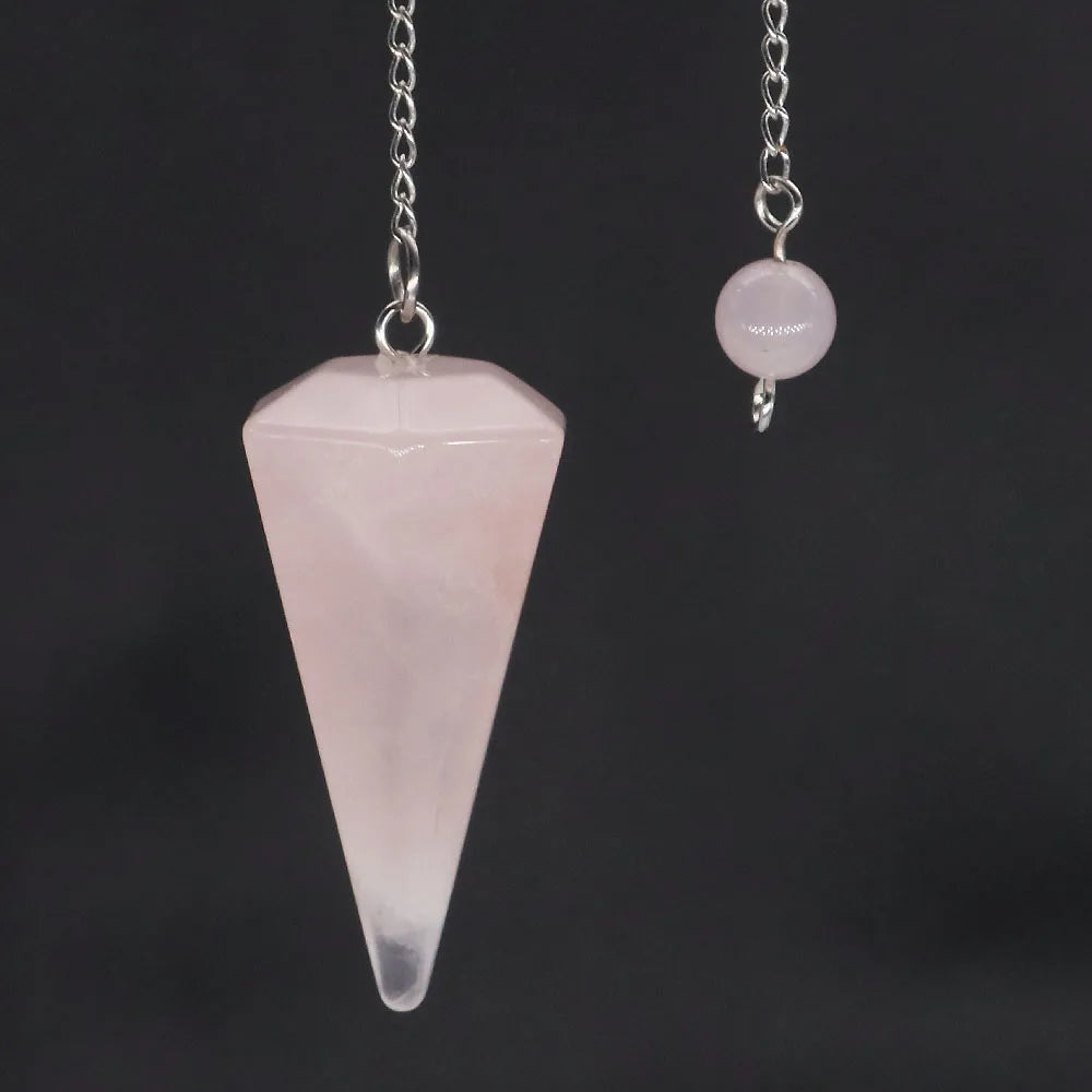 Natural Crystal Pendulums for Divination Dowsing Amethyst Pink Quartz Pendulum Reiki Healing Gem Stone Pendant Pendulos