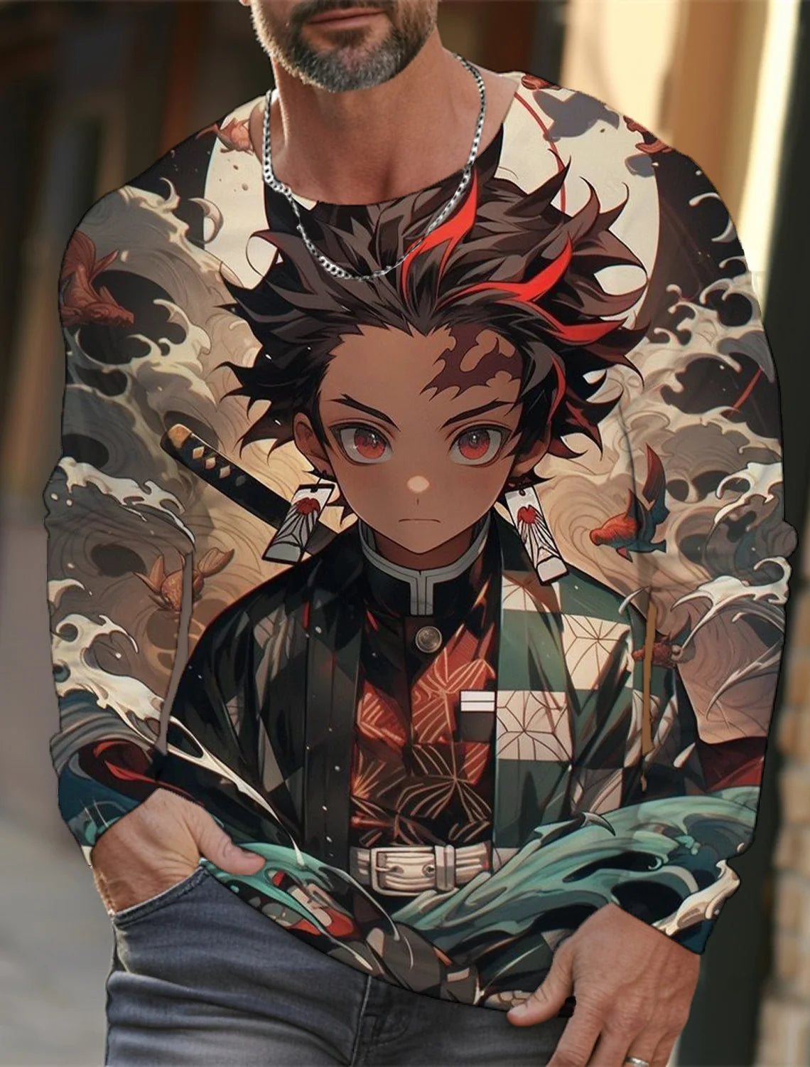 Men's long-sleeved T-shirt 3D printing anime printing men's long-sleeved T-shirt autumn tops HD pattern printing T-shirt