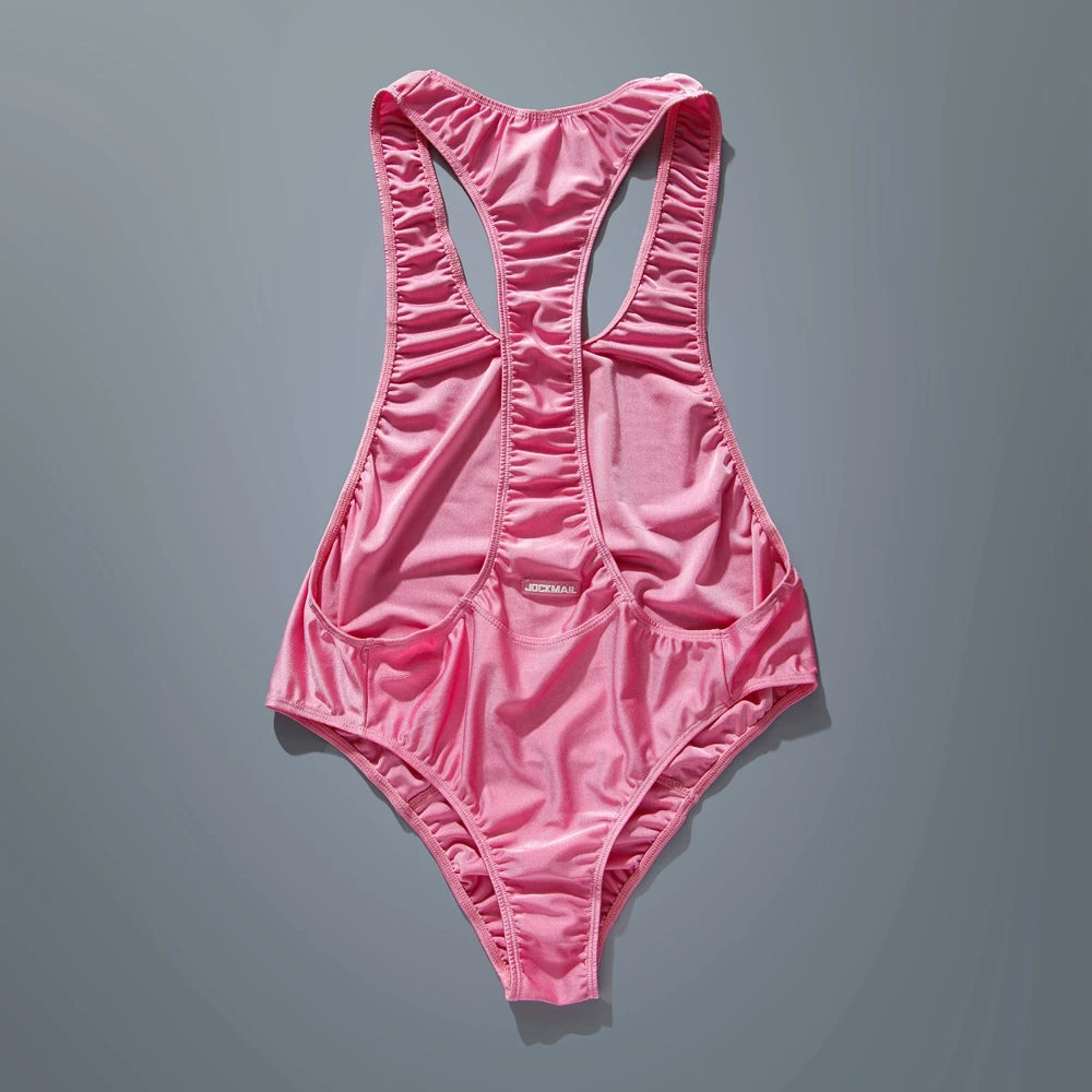 Men's Sexy Nylon Jockstrap Leotard Underwear Jockstrap Bodysuit Breathable Skinny U Convex Suspender Jumpsuits Gay Underwear