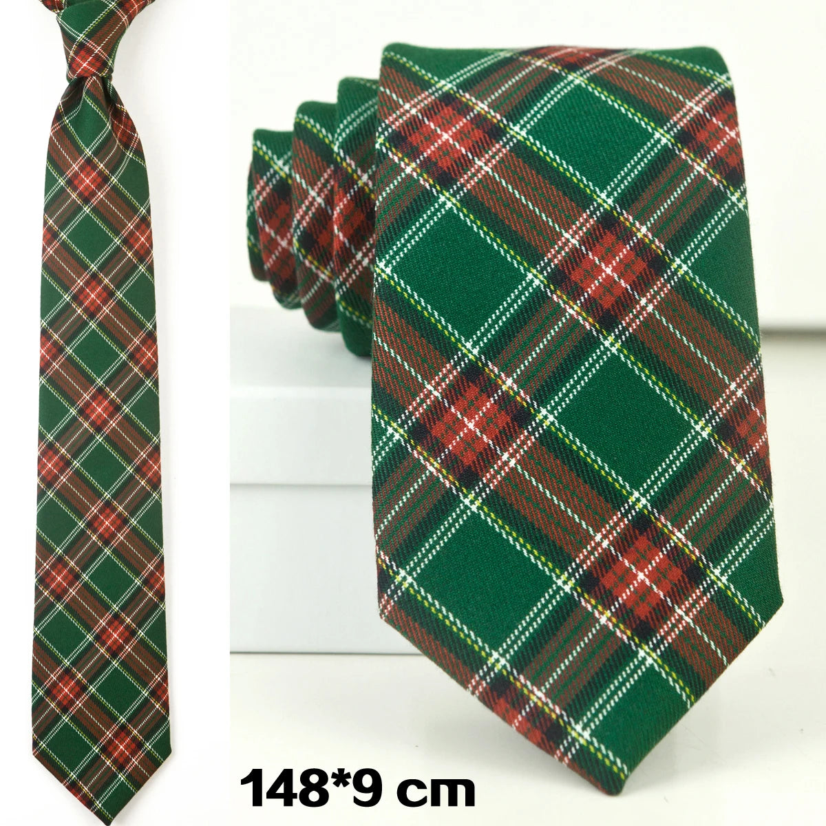 Checked Plaid Scottish Tartan Red Crimson Gray Grey Green Yellow Blue Mens Ties Neckties Free Shipping Suit Gift For Men