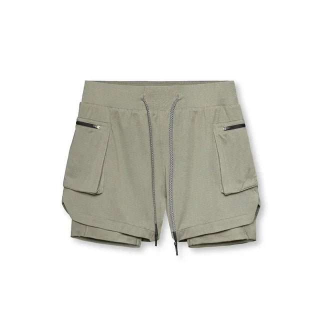 2025 Sport Shorts Men Sportswear Double-deck Running Shorts 2 In 1 Beach Bottoms Summer Gym Fitness Training Jogging Short Pants