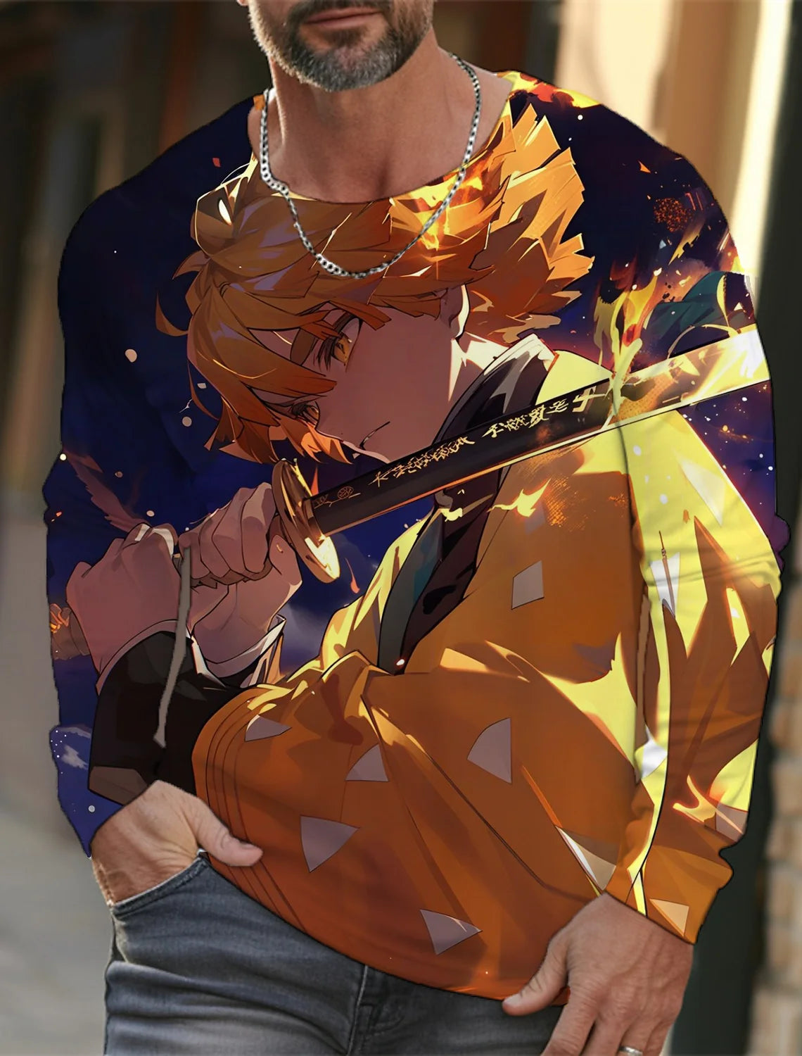 Men's long-sleeved T-shirt 3D printing anime printing men's long-sleeved T-shirt autumn tops HD pattern printing T-shirt