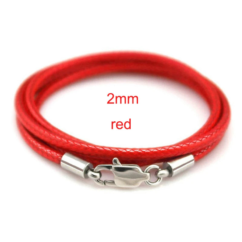 Leather Cord Waxed Rope Chain Necklace for Women Men Pendant with Stainless Steel Lobster Clasp Connector Snake Collar 40-70cm