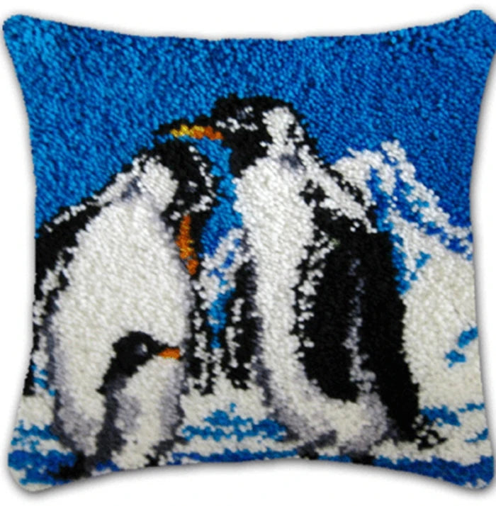 Winter Christmas Latch Hook Kits Smyrna Pillowcase Knot Pillow Package Animal Latch Hook Set For Needlework Embroidery Cushion