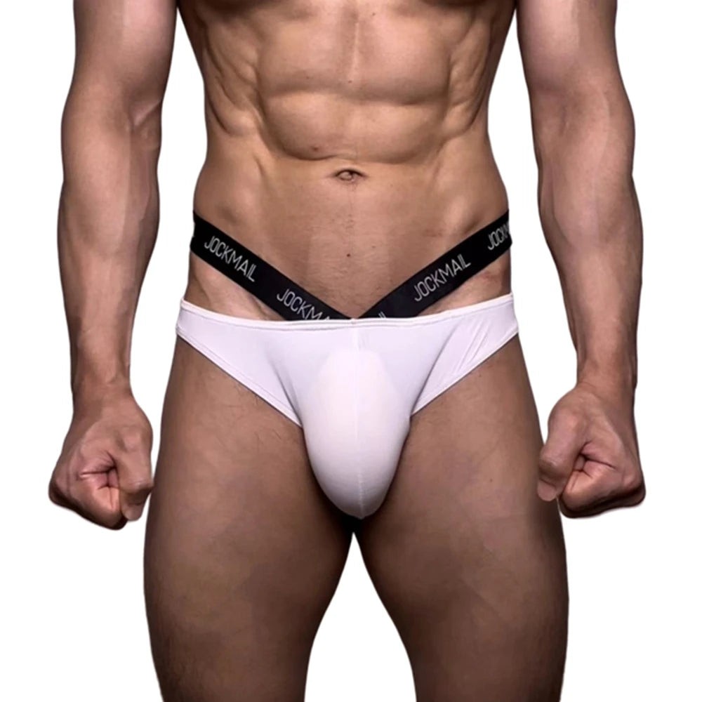 Mens Jockstrap Brief Sexy Underwear Panties String Ultra-thin Transparent Ice Silk Slip Bikini Hombre Lingerie Erotic Underpants