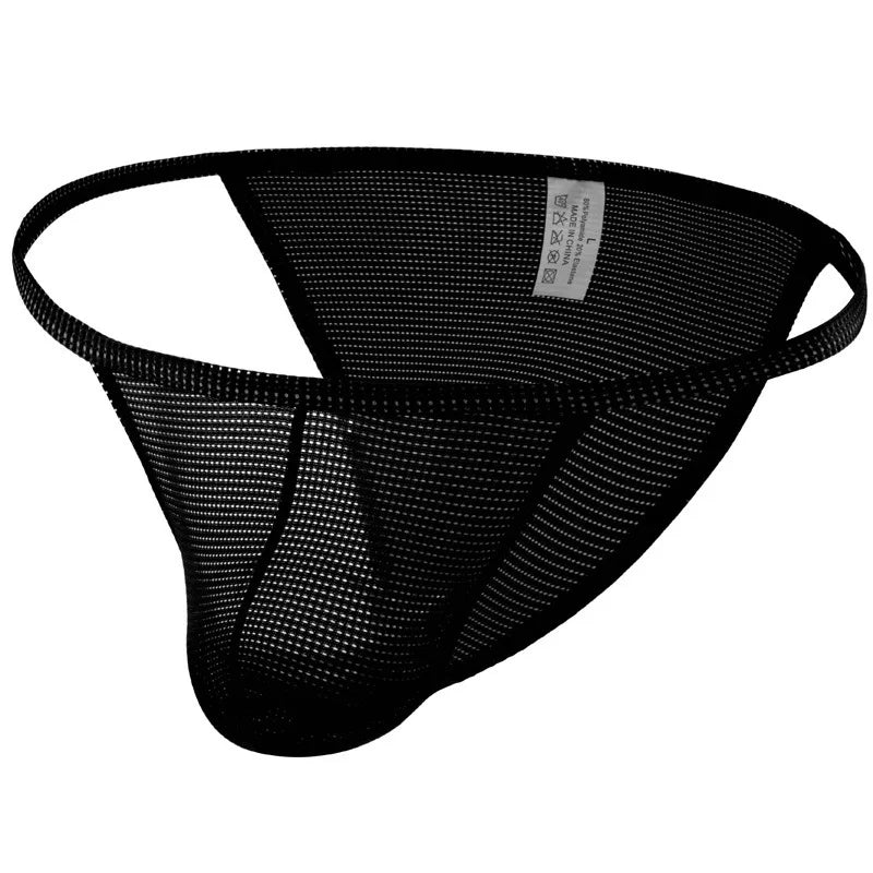 Solid color simple men's U convex bag mesh underwear low waist high fork half hip wrap comfortable small triangle CMF038