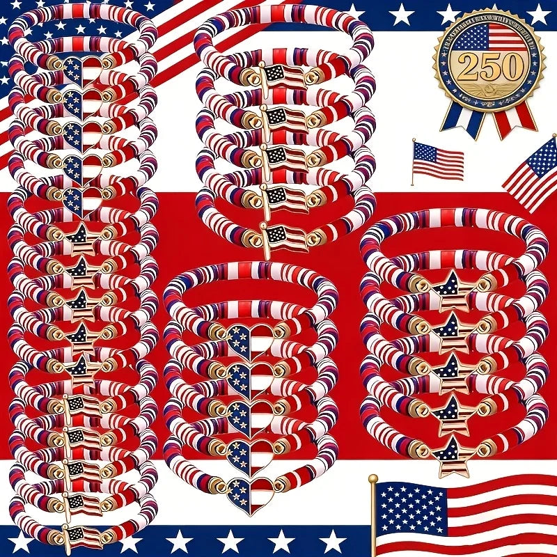USA 250th Birthday Elastic Bracelet 4th of July Independence Day
