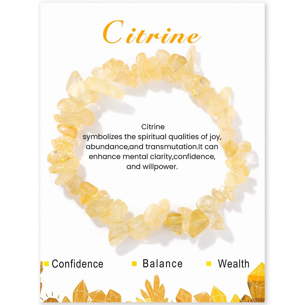 Irregular Chip Gravel Stone Bracelet With Card Fashion Natural Agates Carnelian Amazonite Gem Stone Stretch Bangle Jewelry Gift