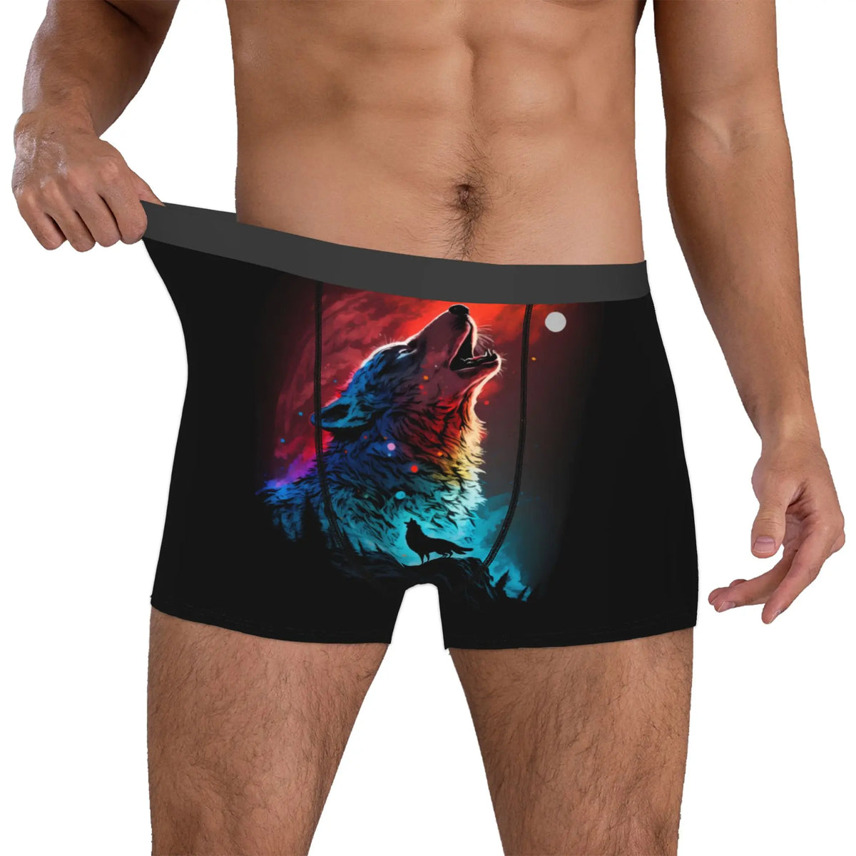 Grey Wolf Maw Boxer Shorts For Homme 3D Print Animal Underwear Panties Briefs Stretch Underpants