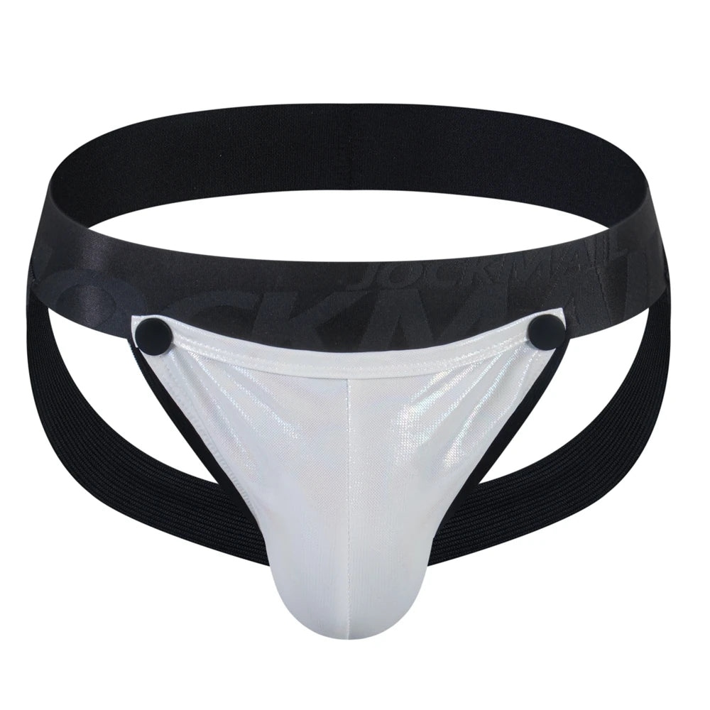 Men's Jockstraps Underwear Jock with Removable Codpiece 'Big Bulge' PU Men Sexy G String Thong Penis Pouch Strap Harness