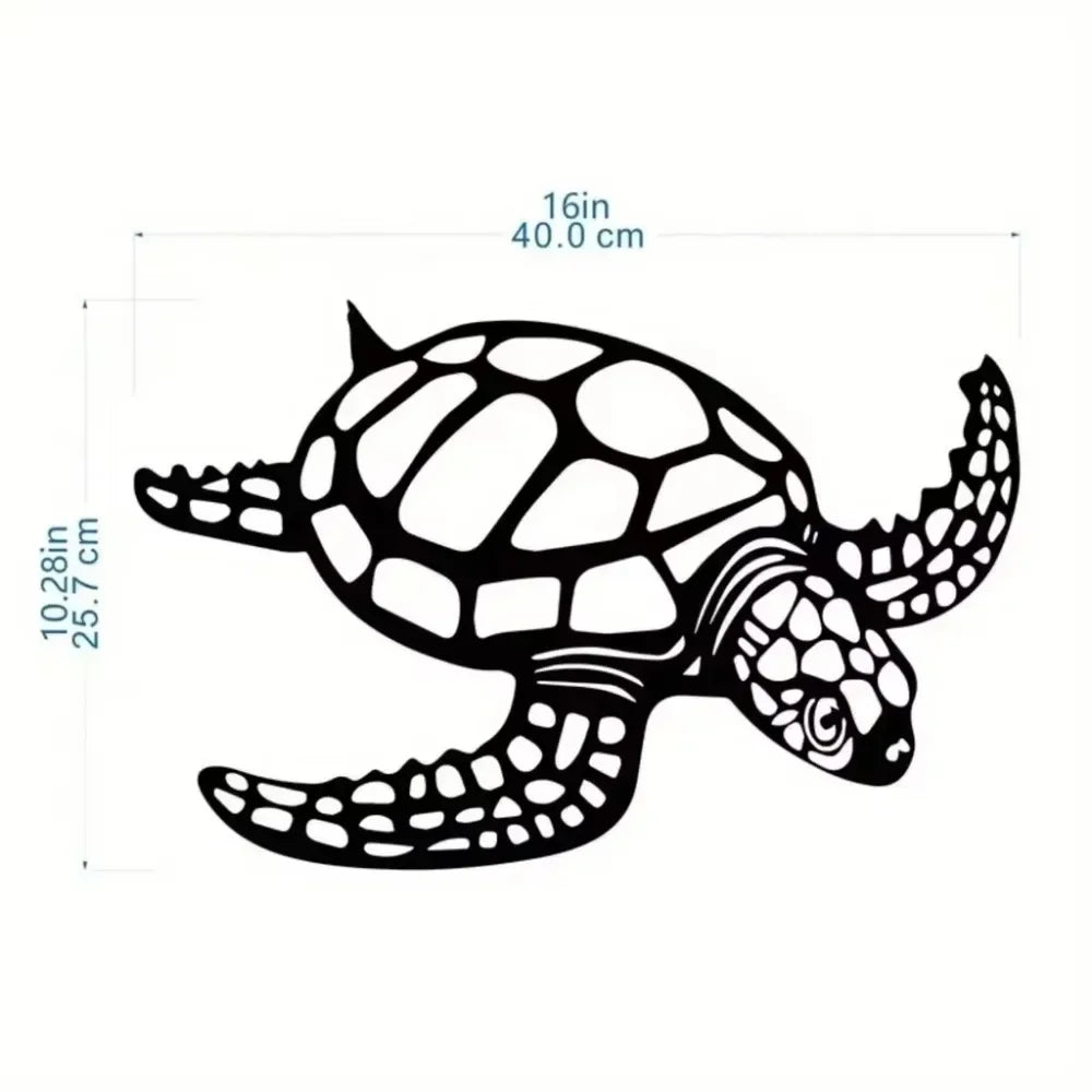 Black Metal Sea Turtle Wall Art - Perfect Beach Theme Decor for Living Room. Stunning Beach Wall Decorations