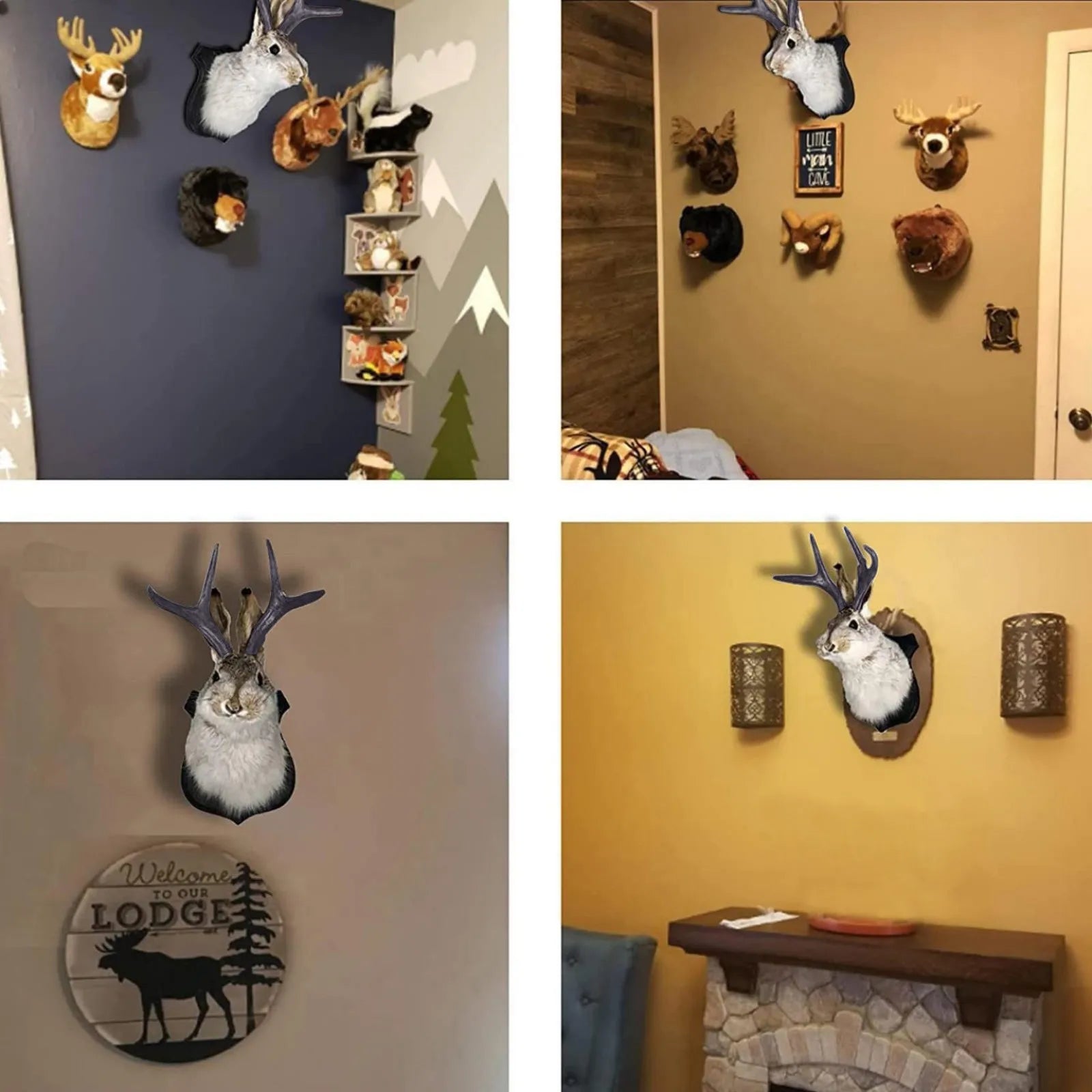 Easter Gift Bunny Head Antlers Wall Hanging Decoration Wall Decor Simulation Rabbit Specimen Resin Art Ornaments Jackalope Decor