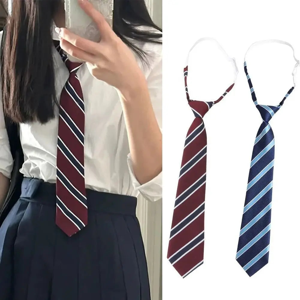 Japanese JK Tie Female Clothes Accessories Decorate Student Uniform Bow Tie Hand College Style Red Striped Ties for Girls