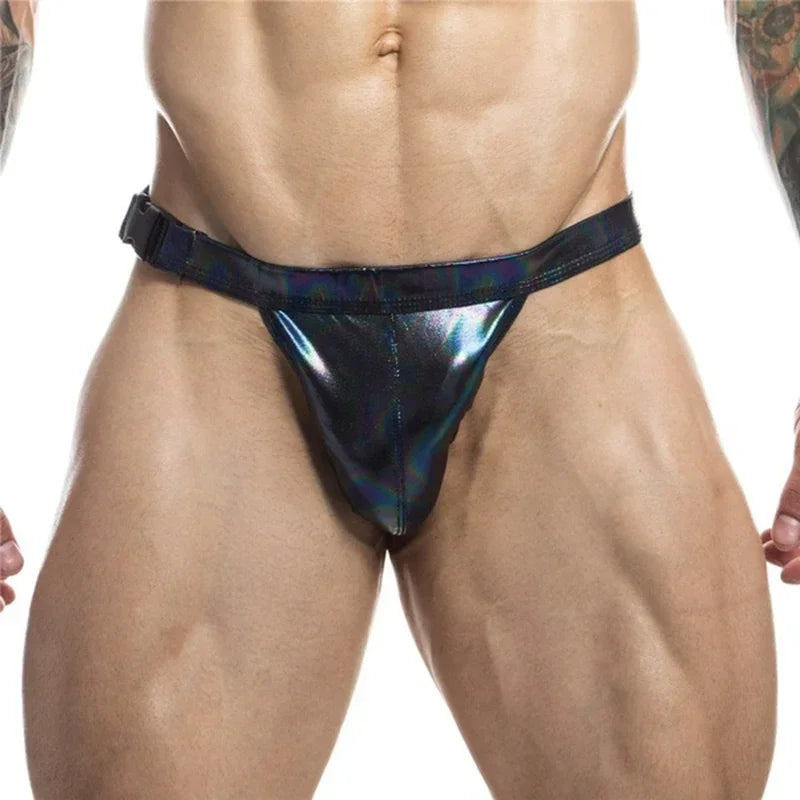 Sexy Briefs Men's Faux Leather Male Bikini Gay Men Underwear Brief Gay Sissy Bulge Pouch Panties PU Patent Leather Underpants