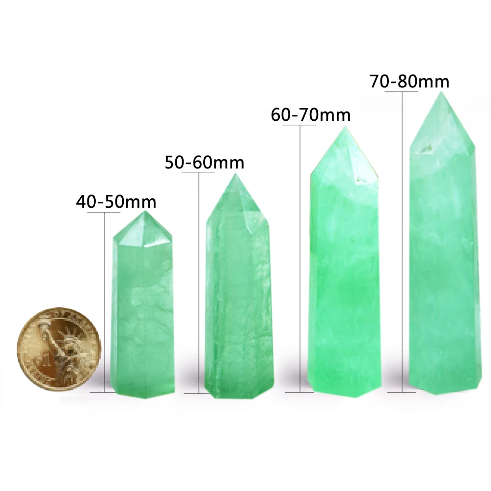 Natural Green Fluorite Single Pointed Pillar Crystal Healing Stone Natural Green Quartz Room Decor Polished Obelisk Carved Craft