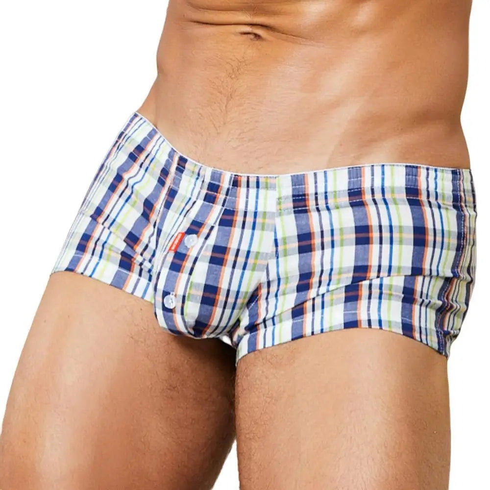 SEOBEAN 100% Cotton Men's Boxers Classic Plaid Boxer Shorts Mens Underwear Panties Home Shorts Sleep Lounge Pajama Shorts
