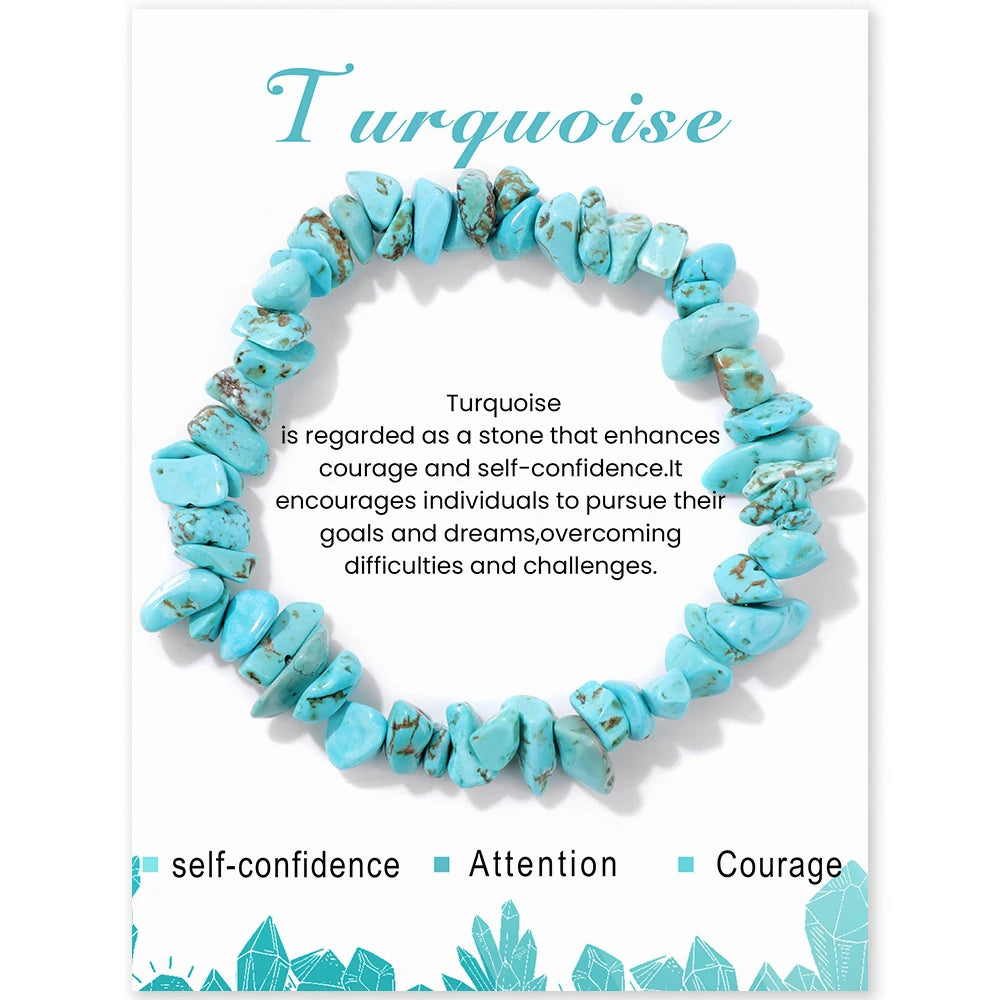 Irregular Chip Gravel Stone Bracelet With Card Fashion Natural Agates Carnelian Amazonite Gem Stone Stretch Bangle Jewelry Gift