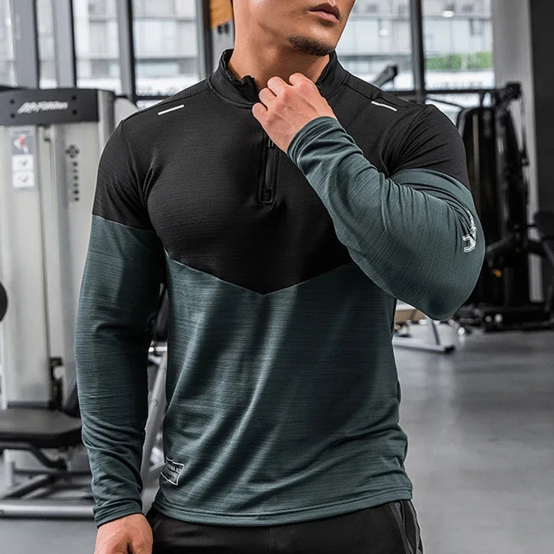 Mens Gym Compression Shirt Male Rashgard Fitness Long Sleeves Running Clothes