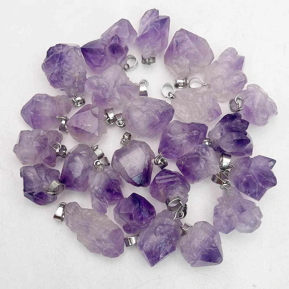fashion hot Good quality Natural amethysts stone Irregular Necklace pendants for jewelry making new 50pc wholesale new diy gift