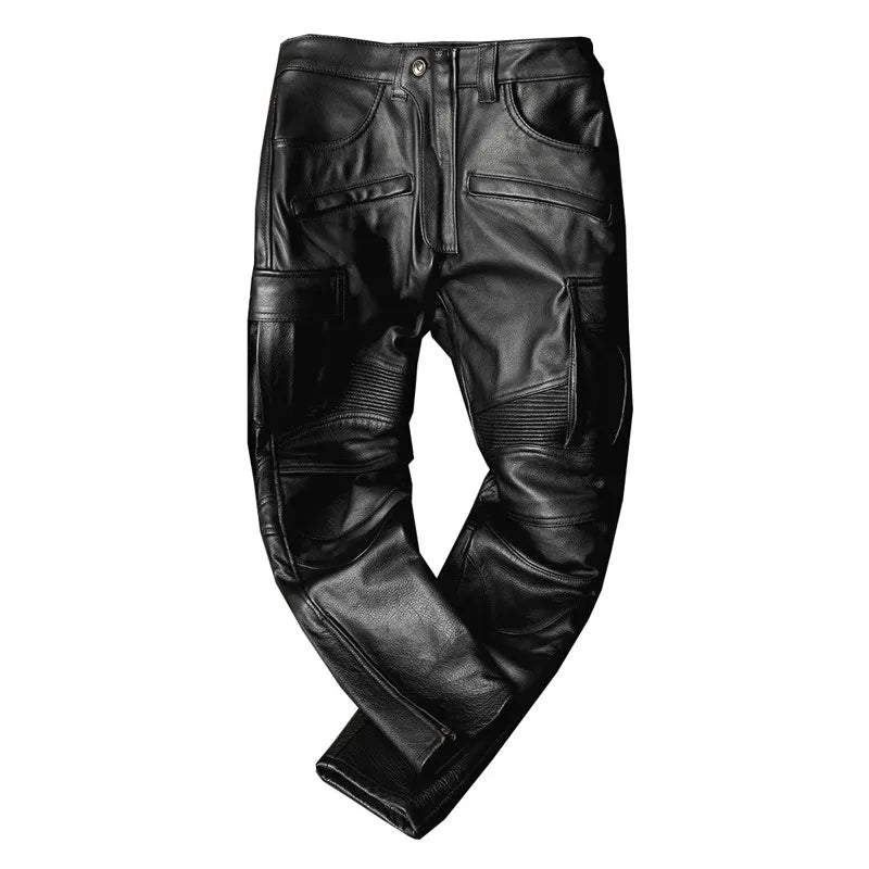 Men’s Luxury PU Leather Moto Biker Pants – High-Waist Slim Fit Designer Streetwear | European Style Pencil Pants