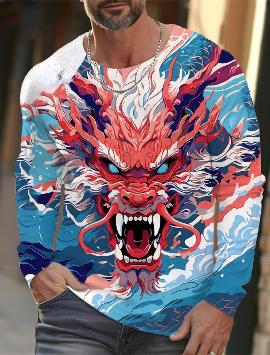 2024 luck for Dragon yea 3d T-shirt autumn men's shirt 3d printed T-shirt casual long sleeve street born in the year