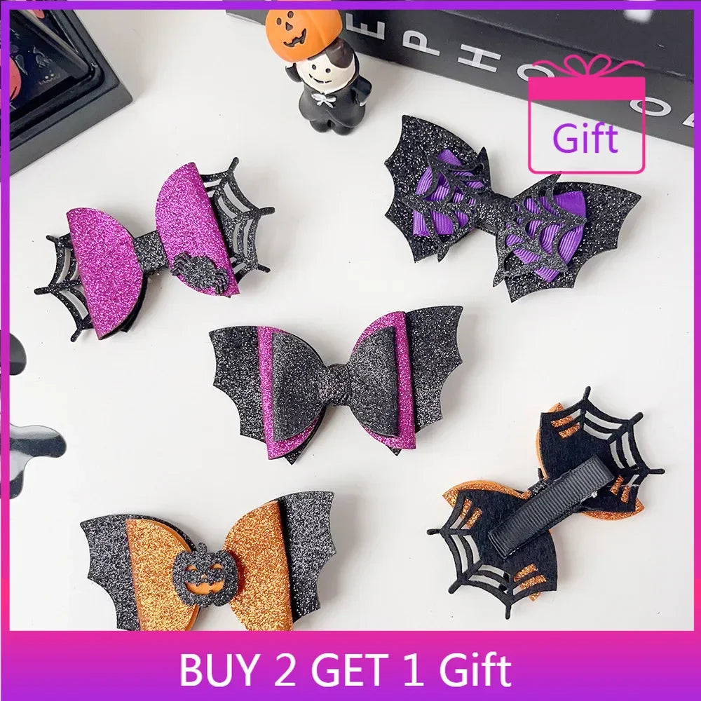 European Style Halloween Hair Clips Creative Pumpkin Ghost Bat Barrettes Themed Party Accessories Unisex