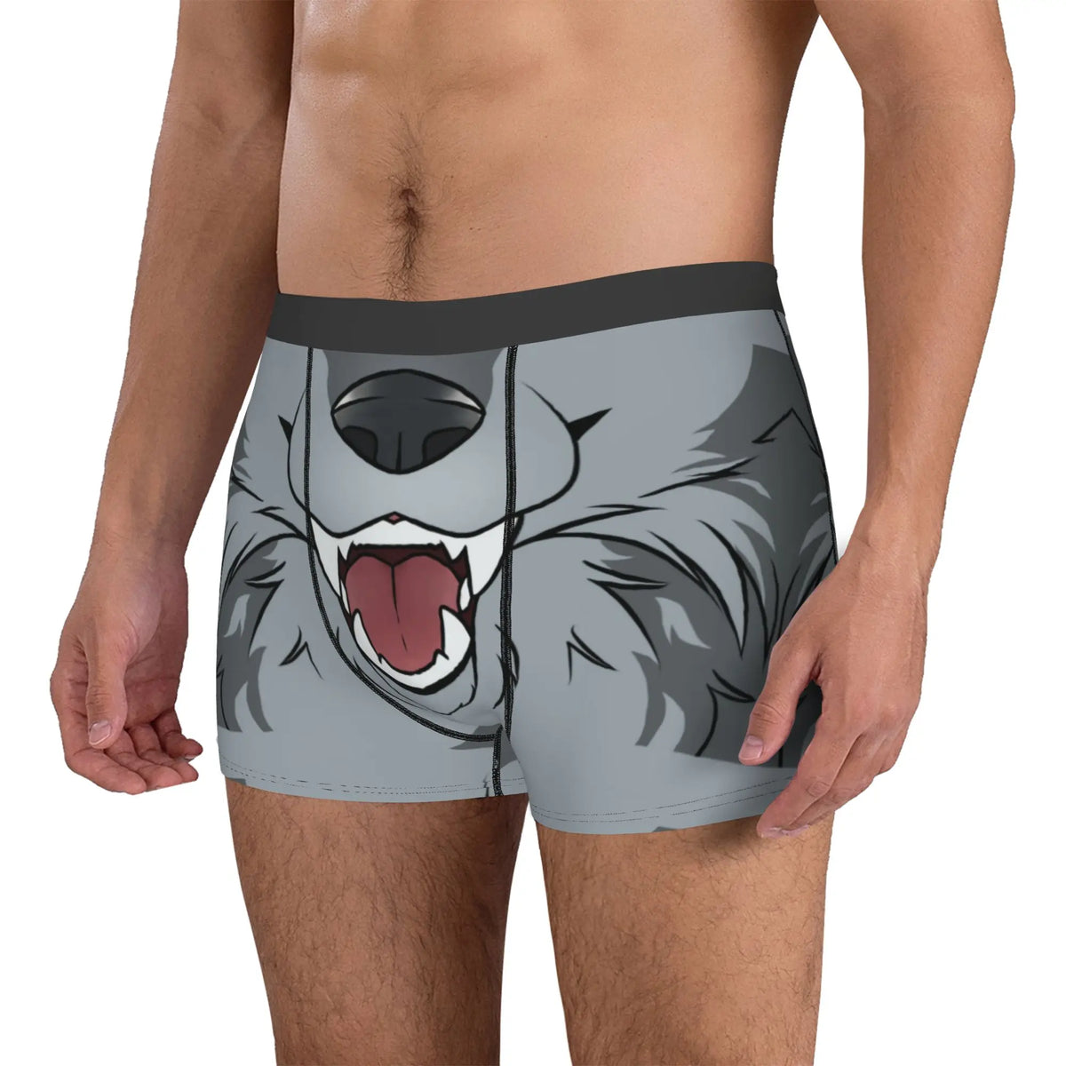 Grey Wolf Maw Boxer Shorts For Homme 3D Print Animal Underwear Panties Briefs Stretch Underpants
