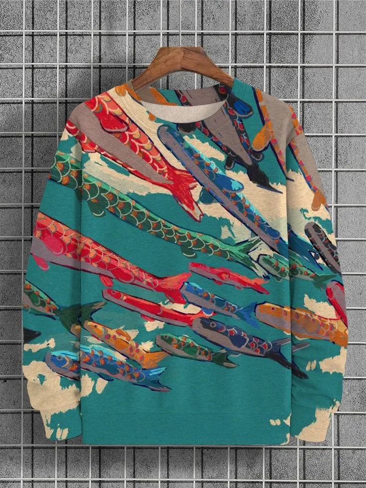 2025 Men's Animal Sweatshirts Long Sleeve Sweatshirt Crew Neck Fashion 3D Printed Japanese Art Prints Casual Sweatshirts