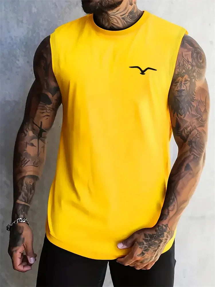 Summer New Trend Men's Pull-Over Crew Neck Vest Mesh Fitness Breathable Vest Blazer Men's Quick Drying Sweat Absorption T-Shirt