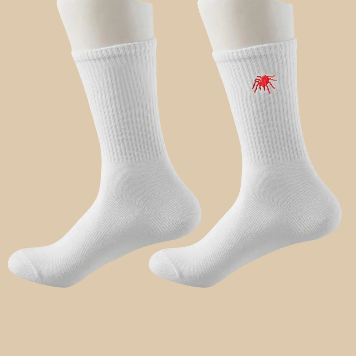5/10 Pairs Men's Crew Socks, Spider, Black, White, Unique, Funny, Halloween-Themed, Moisture-Wicking, Gift