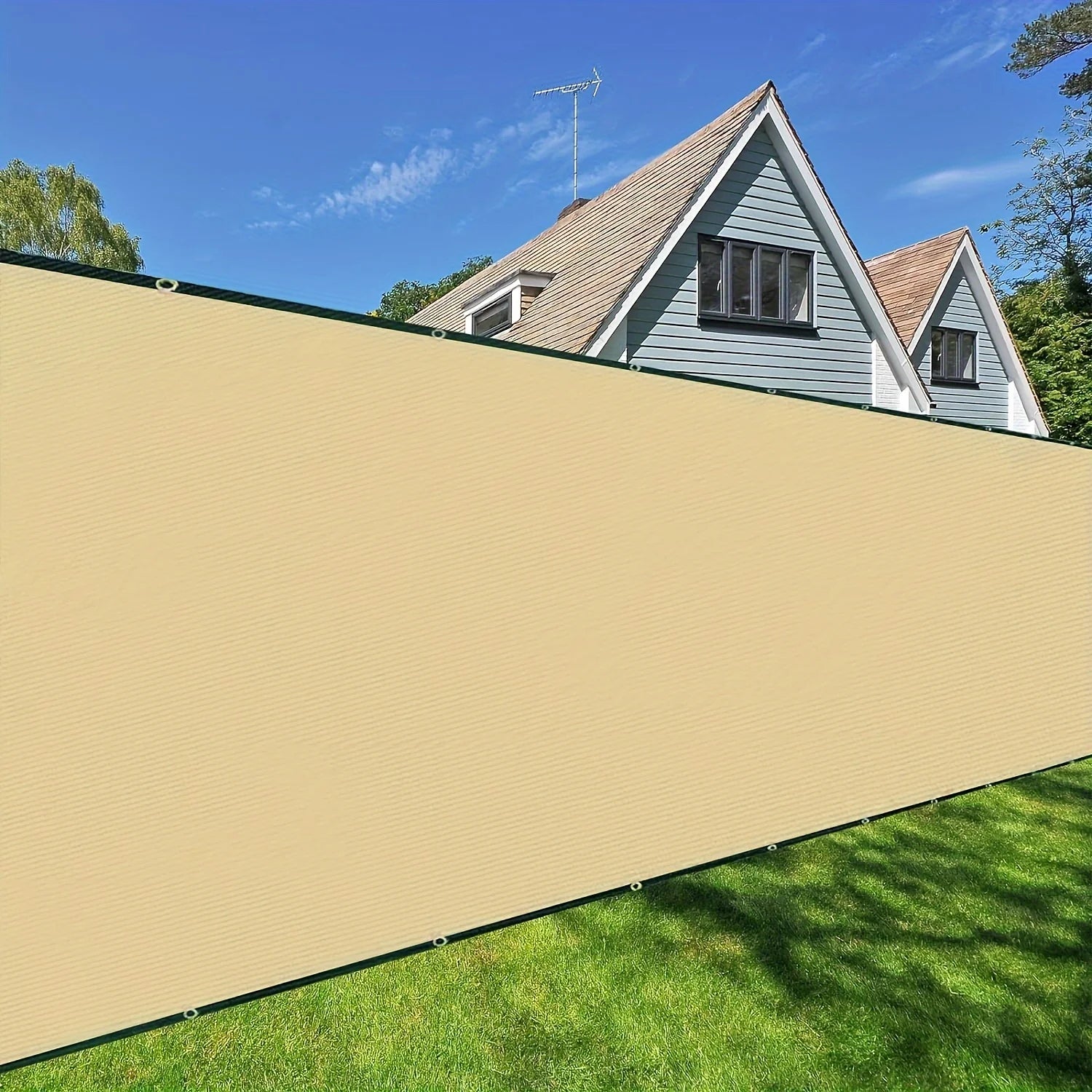 6X50ft Fence Privacy Screen, Heavy Duty Privacy Fence Screen, Outdoor Shade Cloth Mesh Barrier, Cable Zip Ties Included, Sand
