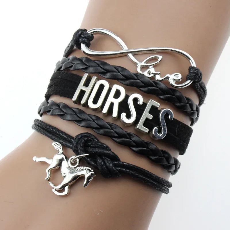 DIY Handmade Horse Charm Pendant Bracelet Trendy Animal Charms Jewelry for Equestrian Fans