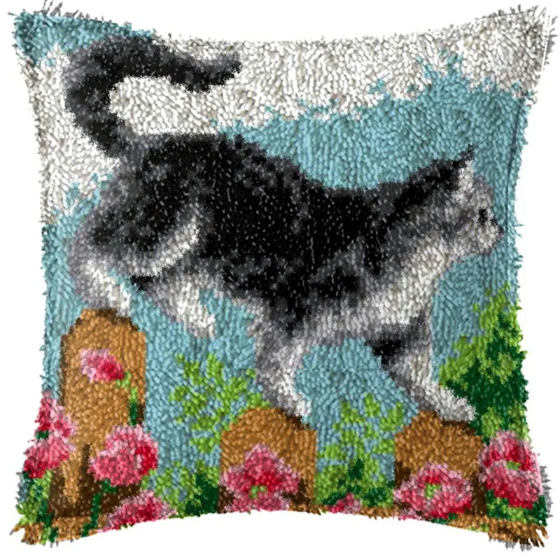 Cats Latch Hook Kits Pillow Cover