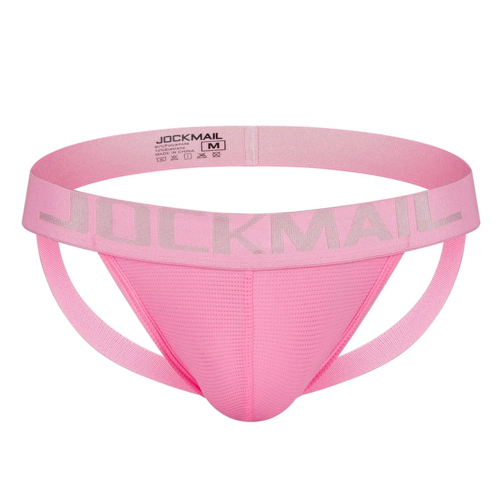 Jockmail Mens Jockstrap Mens Panties Sexy Tangas Mesh Ice Silk Gay Men Underwear Sissy Calzoncillos Hombre Slip Thong Fashion
