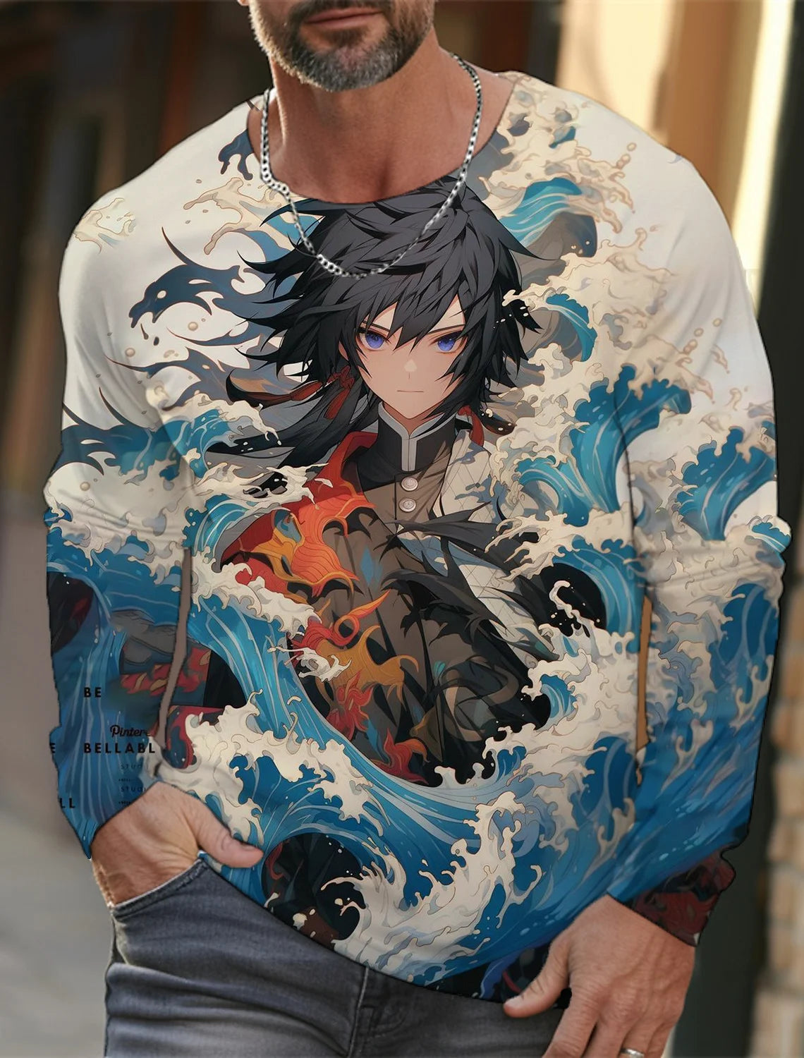 Men's long-sleeved T-shirt 3D printing anime printing men's long-sleeved T-shirt autumn tops HD pattern printing T-shirt