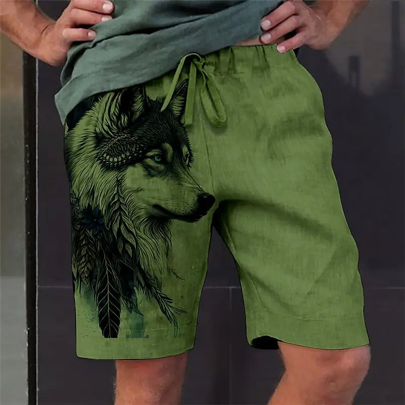 Men's Swim Trunks Vintage 3D Wolf Print Beach Shorts Quick Dry Outdoor Leisure Sports Shorts Swimwear Fashion Men's Shorts