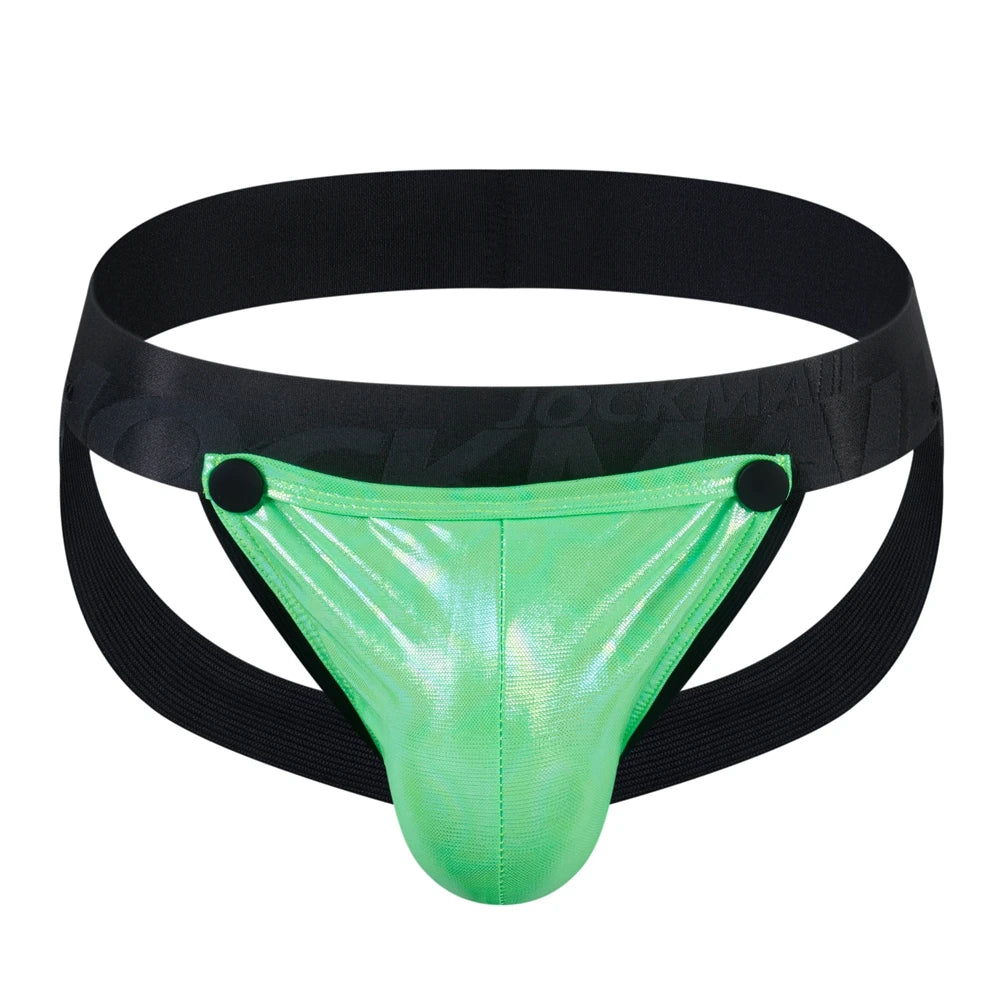 Men's Jockstraps Underwear Jock with Removable Codpiece 'Big Bulge' PU Men Sexy G String Thong Penis Pouch Strap Harness