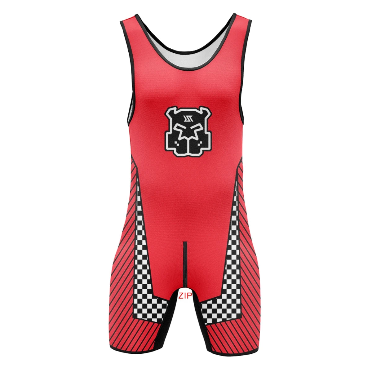 Men’s Zip-Front & Back Wrestling Singlet – Sleeveless Compression Bodysuit | Breathable Stretch Fit | Powerlifting, Gym & Performance One-Piece