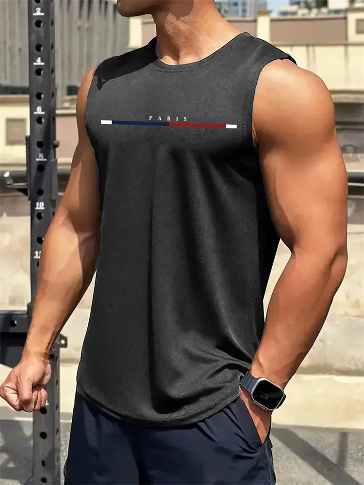 Summer New Trend Men's Pull-Over Crew Neck Vest Mesh Fitness Breathable Vest Blazer Men's Quick Drying Sweat Absorption T-Shirt