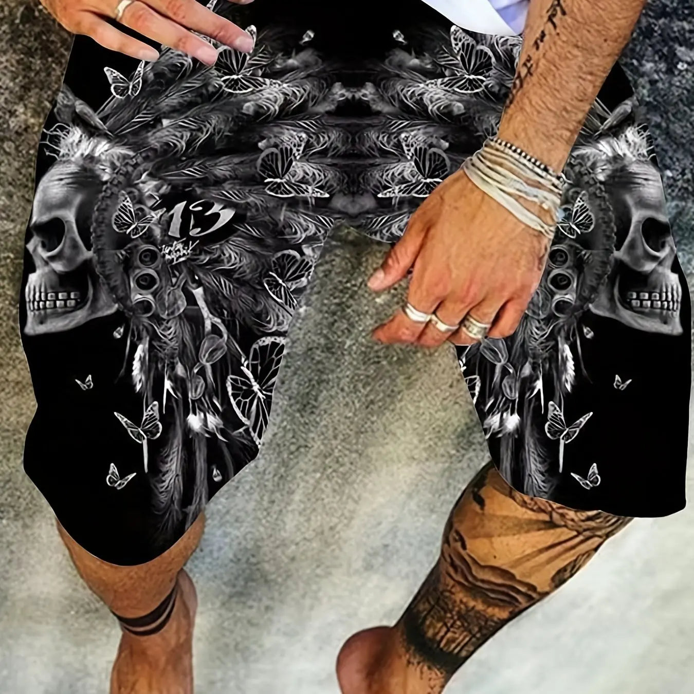 New 3D printed skull print men's sports leisure holiday travel personalized hip-hop cool shorts summer beach shorts S-5XL