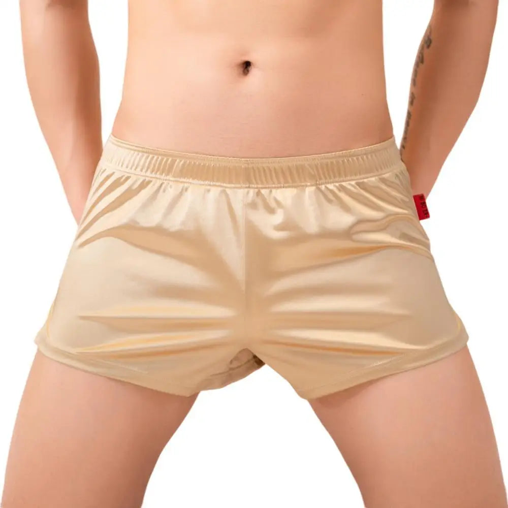 Mens Pajamas Shorts Homewear Smooth Silky Underwear Men Sleep Bottoms Loungewear Boxer Shorts Men Underpants Boxers