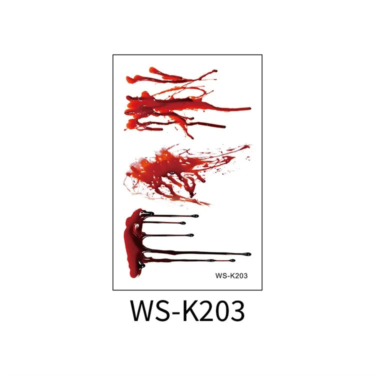 Halloween Big Scars 3D Tattoo Temporary Bloody Marks Skull Disposable Party Makeup Horrible Body Art Festival Sticker Waterproof