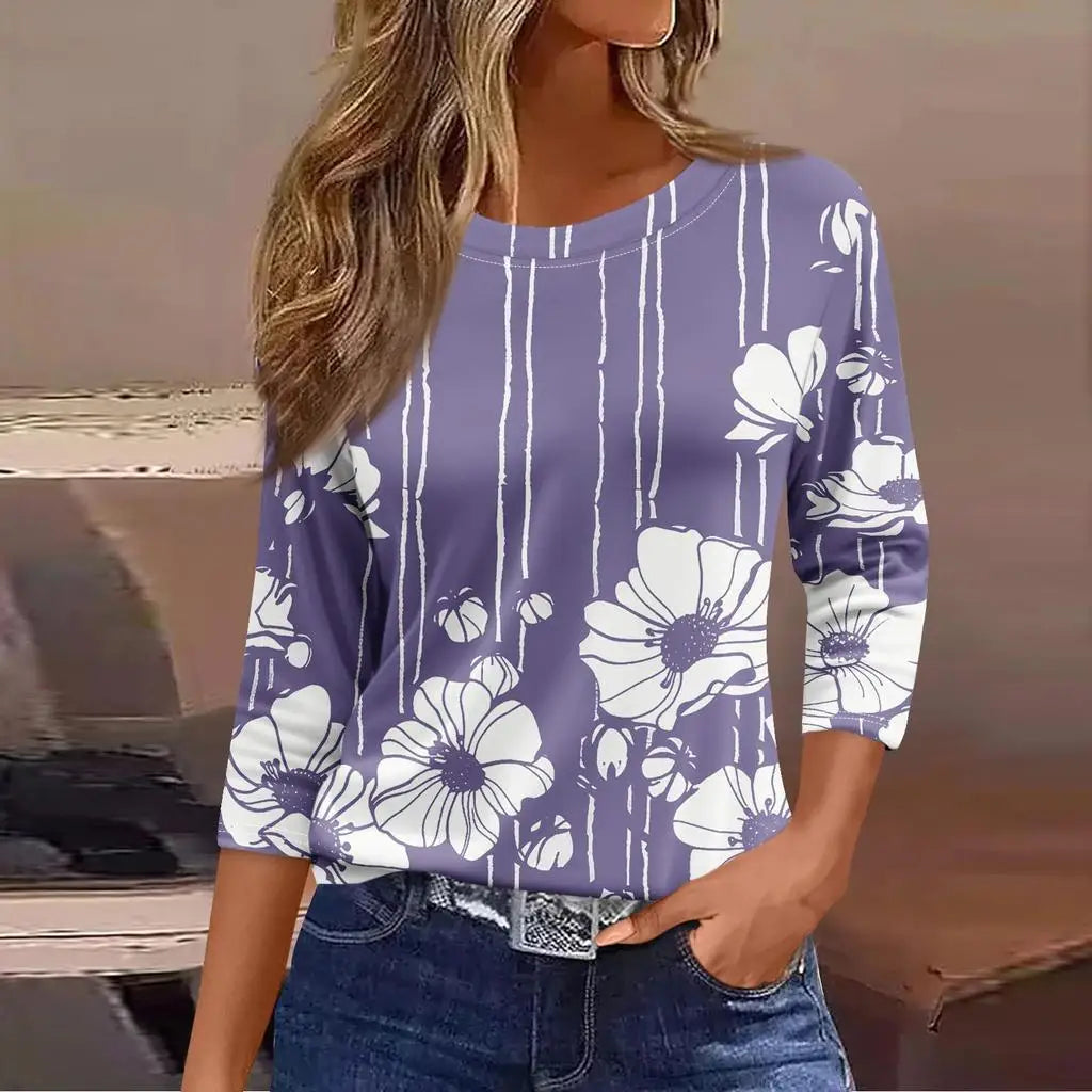 2024 New Women's Sweatshirt Designer Round Neck Long Sleeve Loose Casual Autumn Fashion Floral Fun Pattern Print Tops
