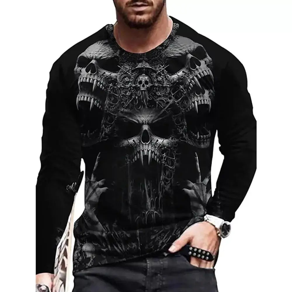 Long Sleeve Lion Abstract Pattern Mens Street T Shirt Spring Autumn 3d Animal Print Fashion T Shirt Street Loose Mens Casual Top
