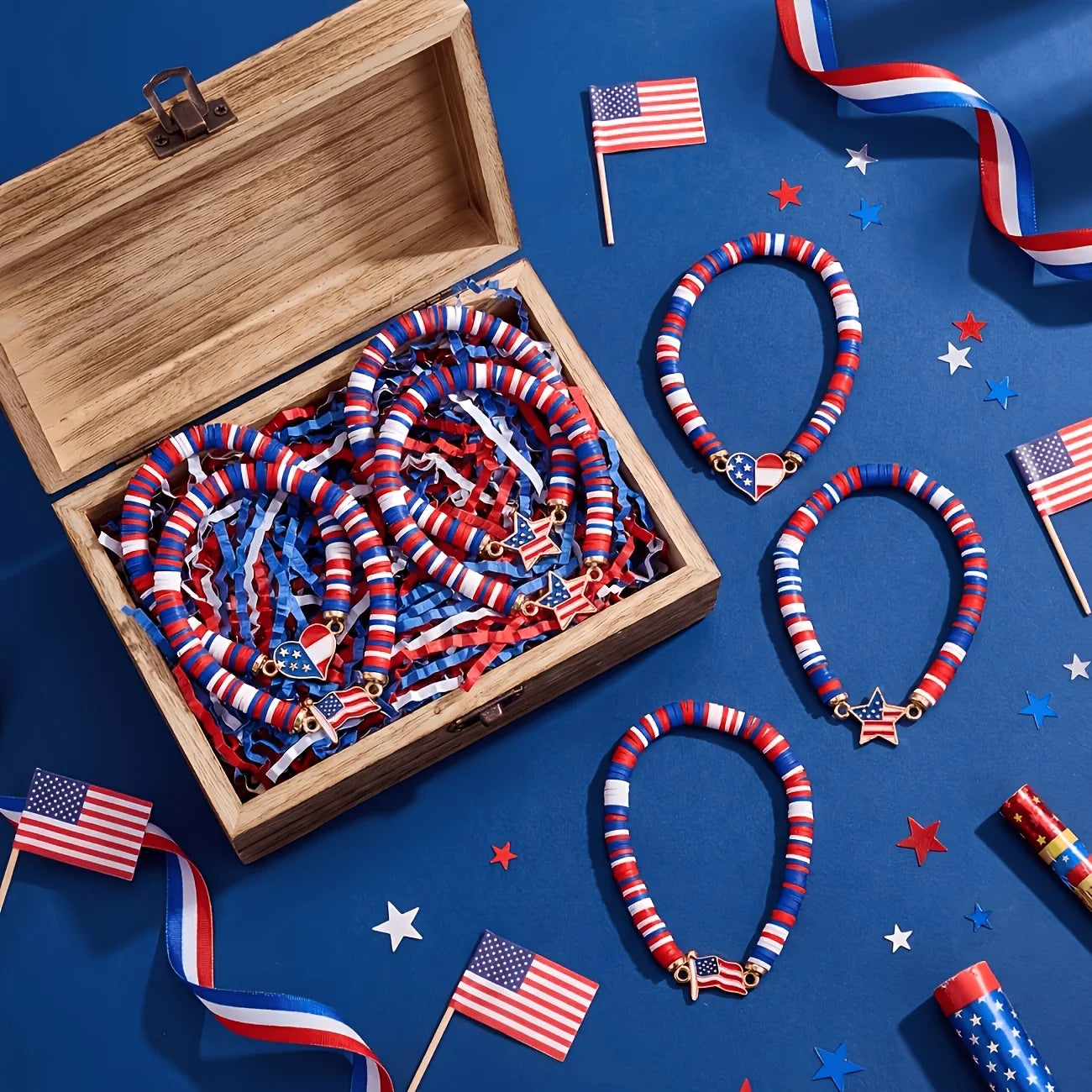 USA 250th Birthday Elastic Bracelet 4th of July Independence Day