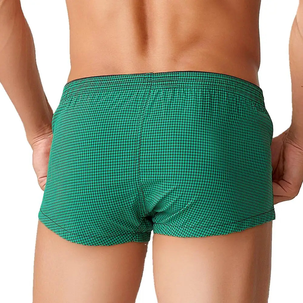 SEOBEAN Plaid Boxers Men's Underwear Boxer Shorts Home Lounge Arrow Panties Shorts Male Underpants Breathable Men Sleep Bottoms