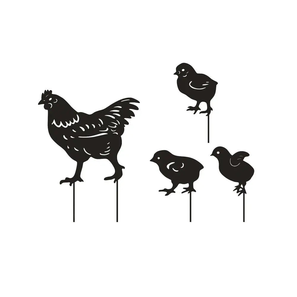 Chicken Family Garden Stakes