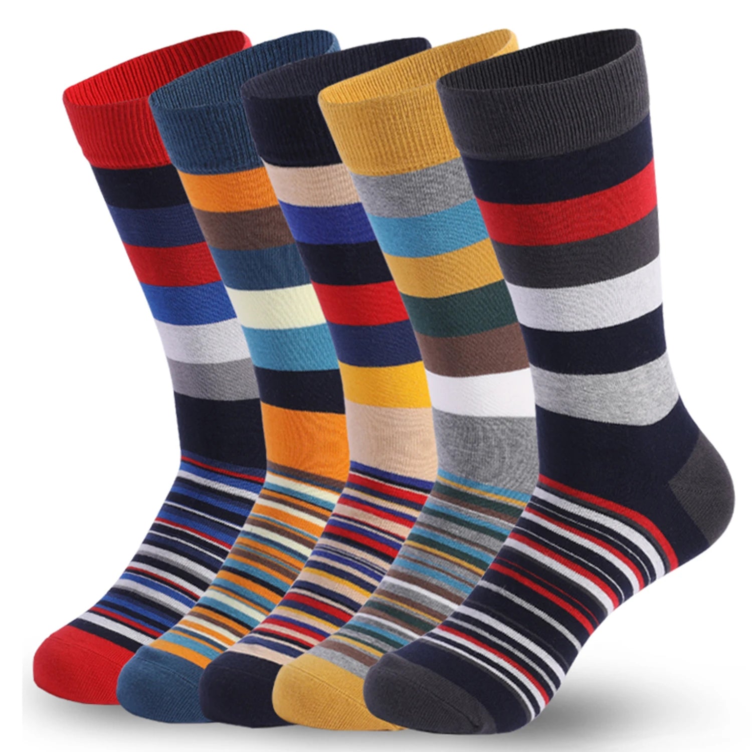 5 Pairs Mens Dress Socks Plus large Size,High Quality Combed Cotton Crew Socks,Black Cool Argyle Breathable Casual Socks for men