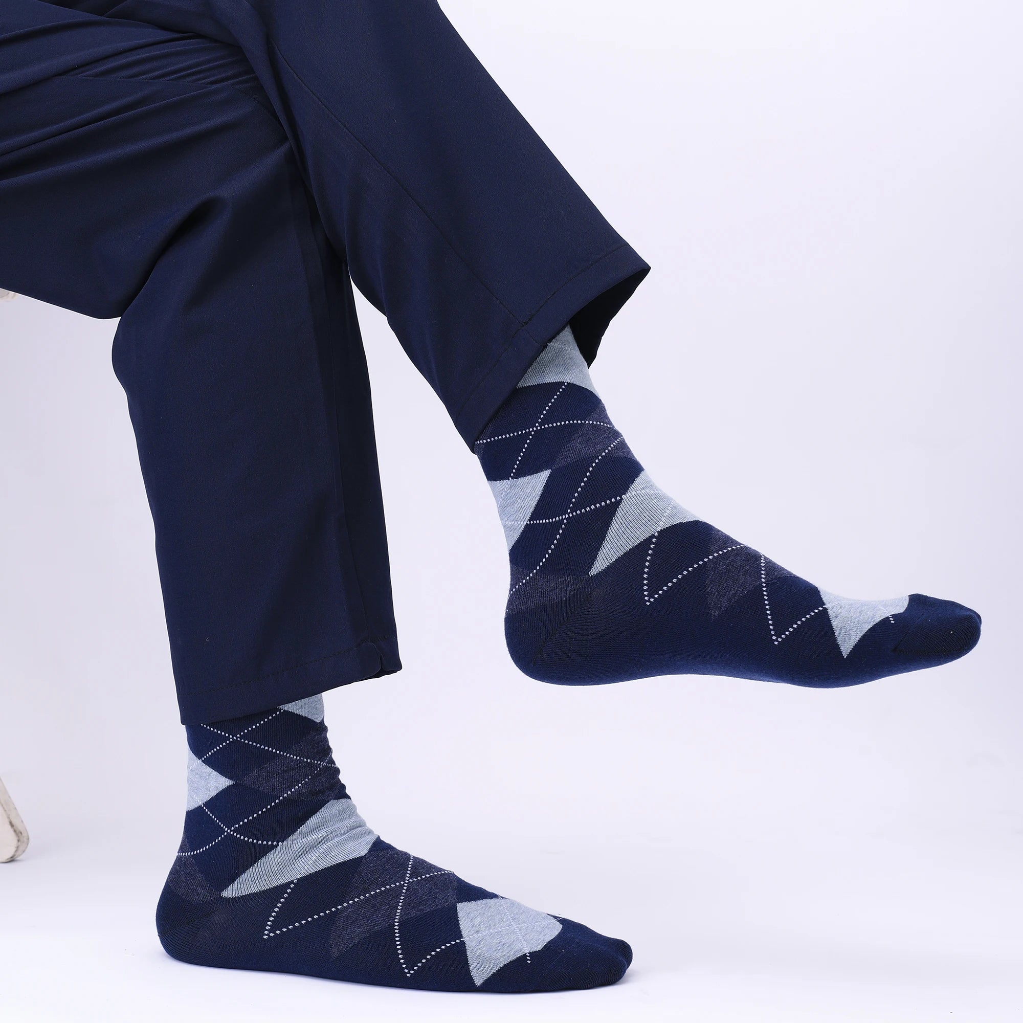 5 Pairs Mens Dress Socks Plus large Size,High Quality Combed Cotton Crew Socks,Black Cool Argyle Breathable Casual Socks for men